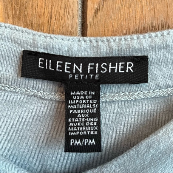 Eileen Fisher Henley Stretch Jersey Shift Dress Cap Sleeve Powder Blue - Picture 7 of 12